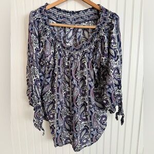 Westport Paisley Blouse Size XL Blue and Purple